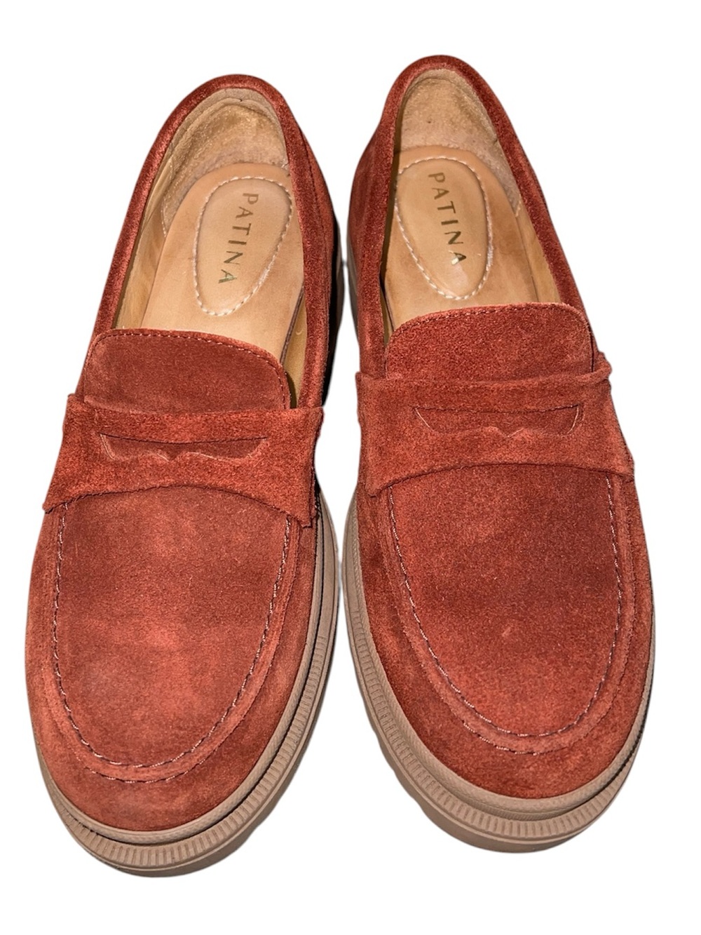 Patina Women's Suede Penny Loafers in Rust